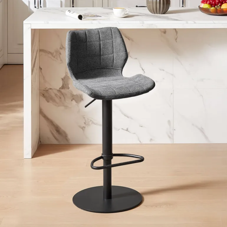 IndicaTabouret tournant et réglable coque en tissu avec pied en métal noir