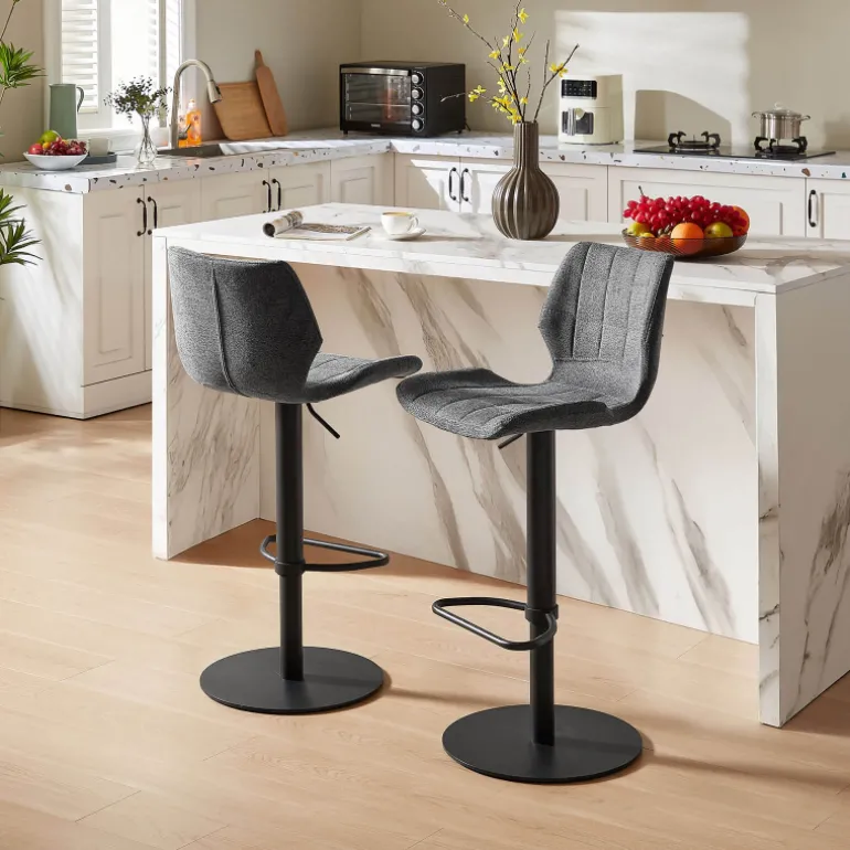 IndicaTabouret tournant et réglable coque en tissu avec pied en métal noir