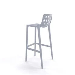 Isidoro Tabouret de bar d'extérieur moderne empilable avec dossier ronds ajourés