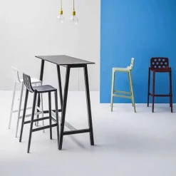 Isidoro Tabouret de bar moderne empilable avec dossier ronds ajourés