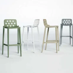 Isidoro Tabouret de bar moderne empilable avec dossier ronds ajourés