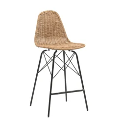JavaTabouret tressé ethnique avec pieds Eiffel