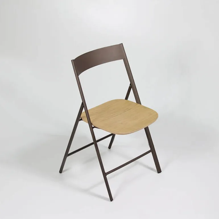 Jolie Chaise pliante italienne en bois et métal