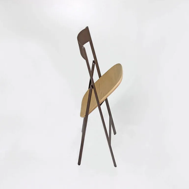 Jolie Chaise pliante italienne en bois et métal