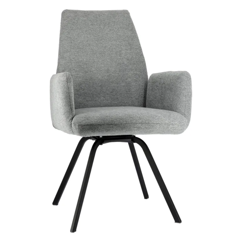 Jules Fauteuilconfortable en tissu avec dossier inclinable et pieds en métal