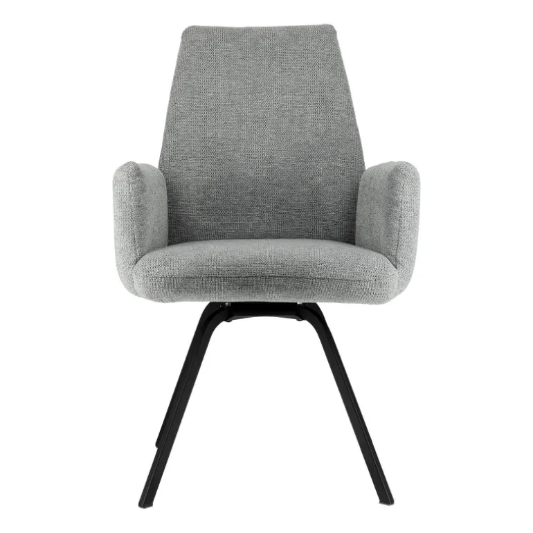 Jules Fauteuilconfortable en tissu avec dossier inclinable et pieds en métal