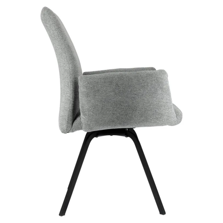 Jules Fauteuilconfortable en tissu avec dossier inclinable et pieds en métal