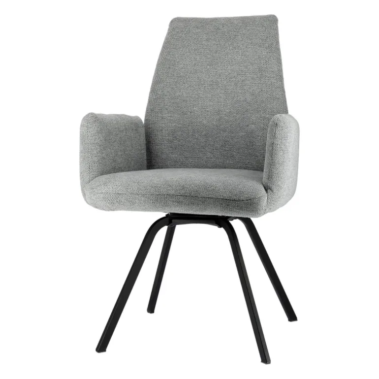 Jules Fauteuilconfortable en tissu avec dossier inclinable et pieds en métal