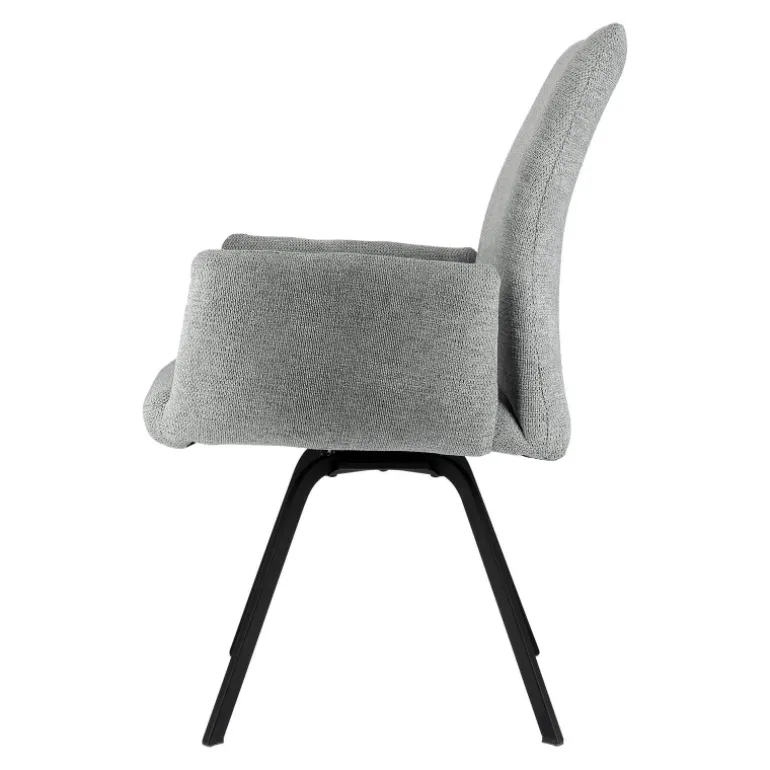 Jules Fauteuilconfortable en tissu avec dossier inclinable et pieds en métal