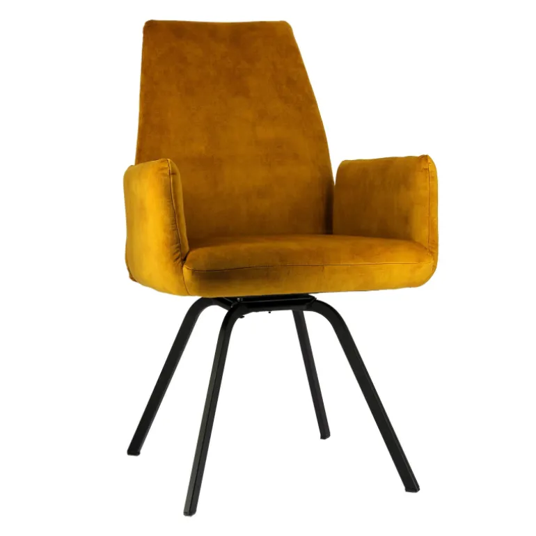 Jules Fauteuilconfortable en tissu avec dossier inclinable et pieds en métal