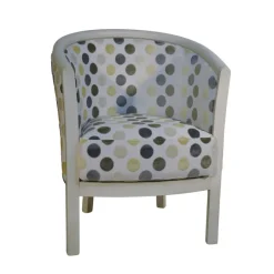 Julien Fauteuil tonneau pour salon fabrication française en tissu et bois massif