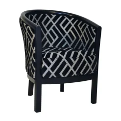 Julien Fauteuil tonneau pour salon fabrication française en tissu et bois massif