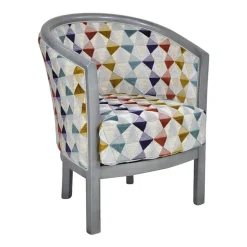 Julien Fauteuil tonneau pour salon fabrication française en tissu et bois massif