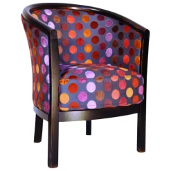 Julien Fauteuil tonneau pour salon fabrication française en tissu et bois massif