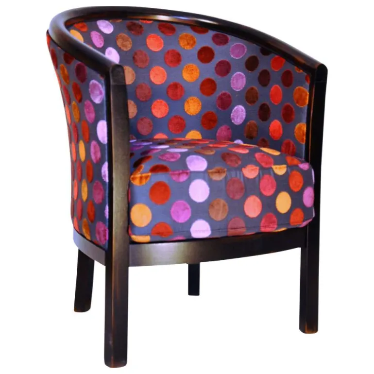 Julien Fauteuil tonneau pour salon fabrication française en tissu et bois massif