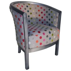 Julien Fauteuil tonneau pour salon fabrication française en tissu et bois massif