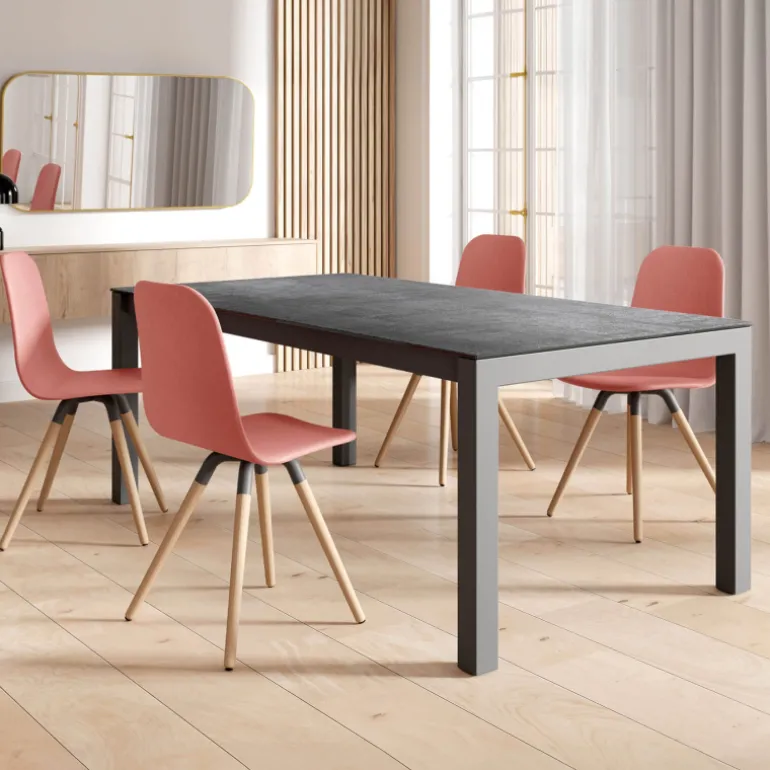 Kyoto Table contemporaine extensible en céramique et métal