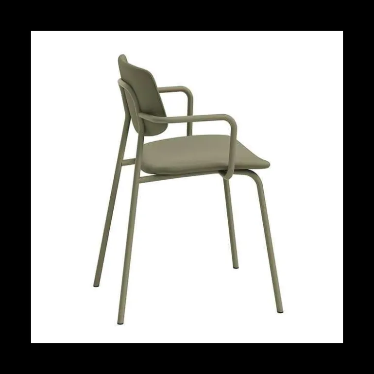 Lago Chaise avec accoudoirs vintage rembourrée en simili