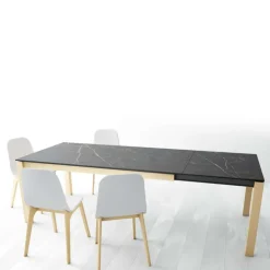 Lakera Table en Dekton extensible avec pieds en bois massif