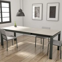 Lakera Table en Dekton rectangulaire extensible avec pieds en métal