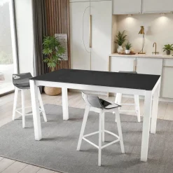Lakera Table snack en Dekton rectangulaire extensible avec pieds en métal