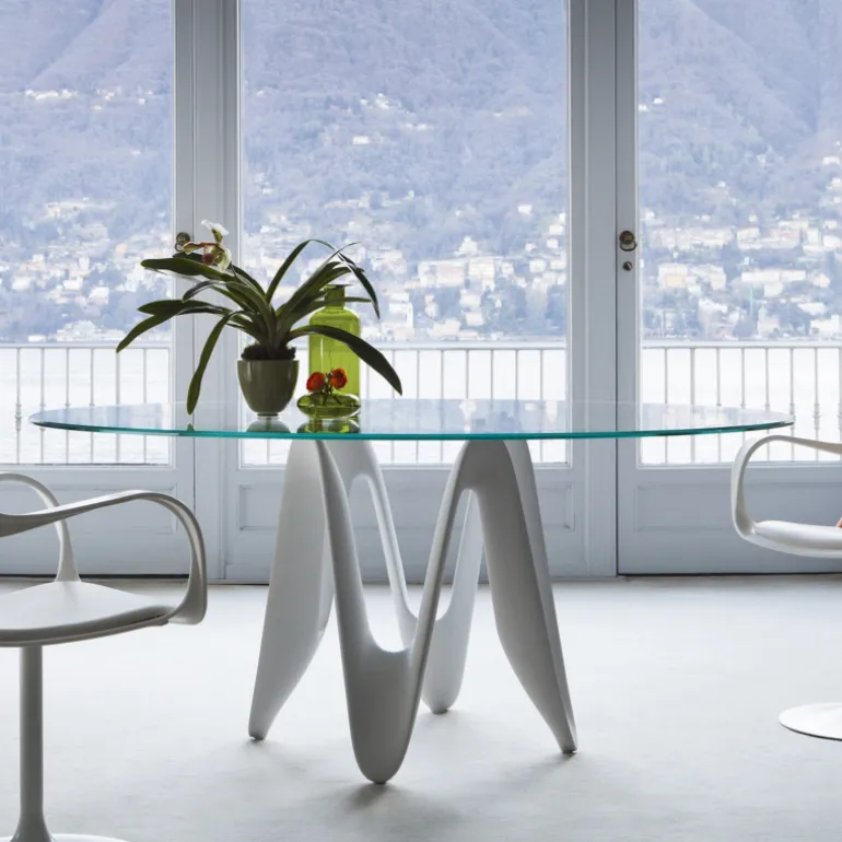 Lambda Sovet® Table ronde design en verre