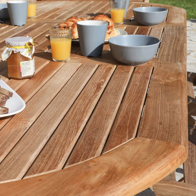 LandryTable de jardin ovale en teck extensible