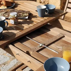 LandryTable de jardin ovale en teck extensible