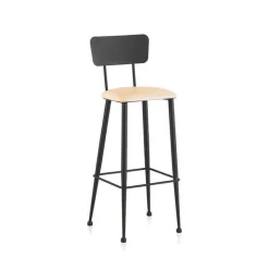 Lanuza Tabouret haut pour cuisine en métal et assise rembourrée