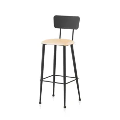 Lanuza Tabouret haut pour cuisine en métal et assise rembourrée