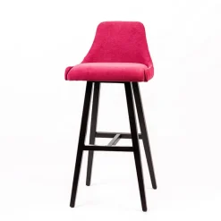 Lars diamant Tabouret de bar en tissu dos matelassé pieds bois