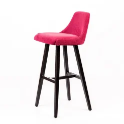 Lars diamant Tabouret de bar en tissu dos matelassé pieds bois