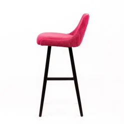 Lars diamant Tabouret de bar en tissu dos matelassé pieds bois