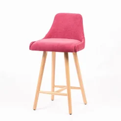 Lars diamant Tabouret snack matelassé en tissu et pieds en bois