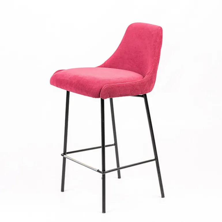 Lars diamant Tabouret snack en tissu dossier matelassé pieds en métal