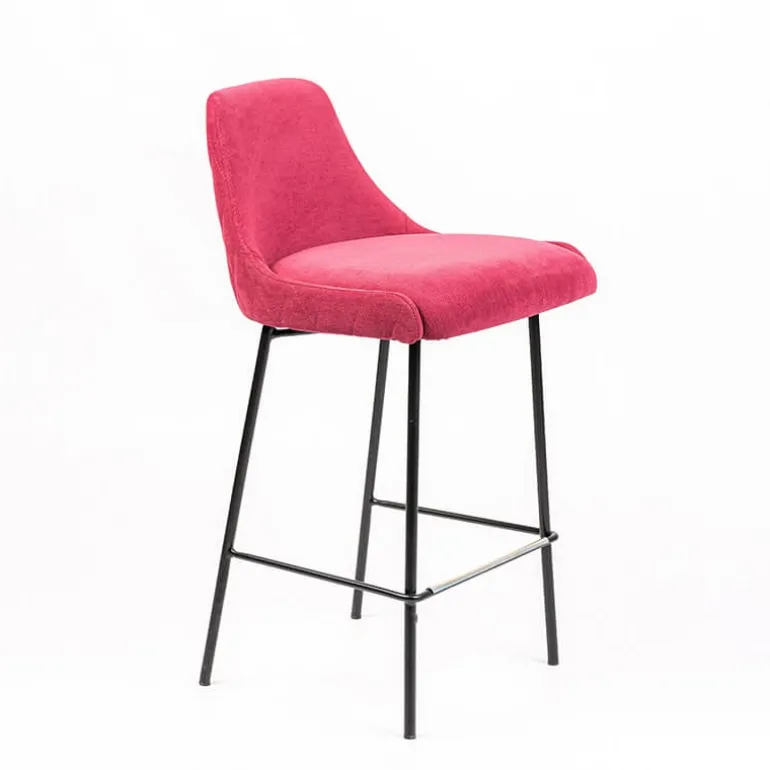 Lars diamant Tabouret snack en tissu dossier matelassé pieds en métal