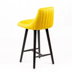 Lars line Tabouret snack tissu dossier matelassé pieds bois