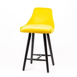 Lars line Tabouret snack tissu dossier matelassé pieds bois