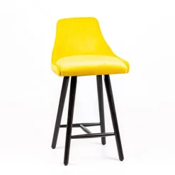 Lars line Tabouret snack tissu dossier matelassé pieds bois