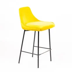 Lars line Tabouret snack dos matelassé en tissu et pieds métal