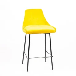 Lars line Tabouret snack dos matelassé en tissu et pieds métal