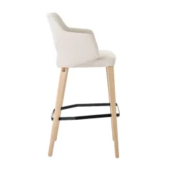 Lena Mobitec ® Tabouret de bar en tissu avec accoudoirs et pieds en bois