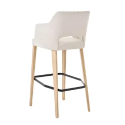 Lena Mobitec ® Tabouret de bar en tissu avec accoudoirs et pieds en bois