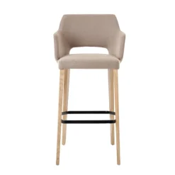 Lena Mobitec ® Tabouret de bar en tissu avec accoudoirs et pieds en bois