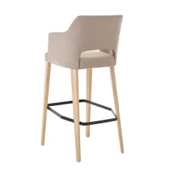 Lena Mobitec ® Tabouret de bar en tissu avec accoudoirs et pieds en bois