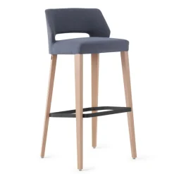 Lena Mobitec ® Tabouret de bar en tissu avec dossier bas et pieds en bois