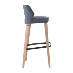 Lena Mobitec ® Tabouret de bar en tissu avec dossier bas et pieds en bois