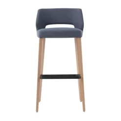 Lena Mobitec ® Tabouret de bar en tissu avec dossier bas et pieds en bois