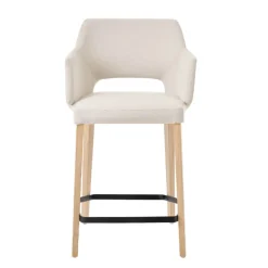 Lena Mobitec ® Tabouret snack en tissu avec accoudoirs et pieds en bois