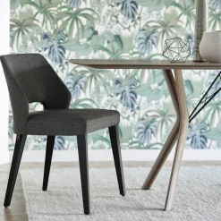 Lena Mobitec® Chaise ajourée en tissu et pieds bois style moderne